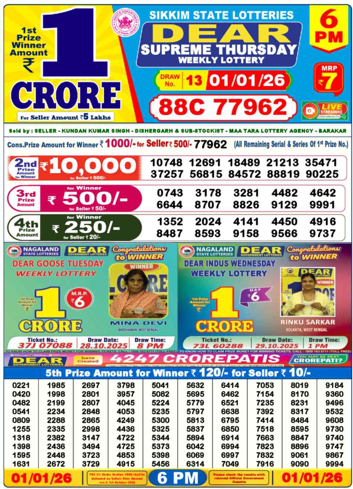 Lottery Result 6PM