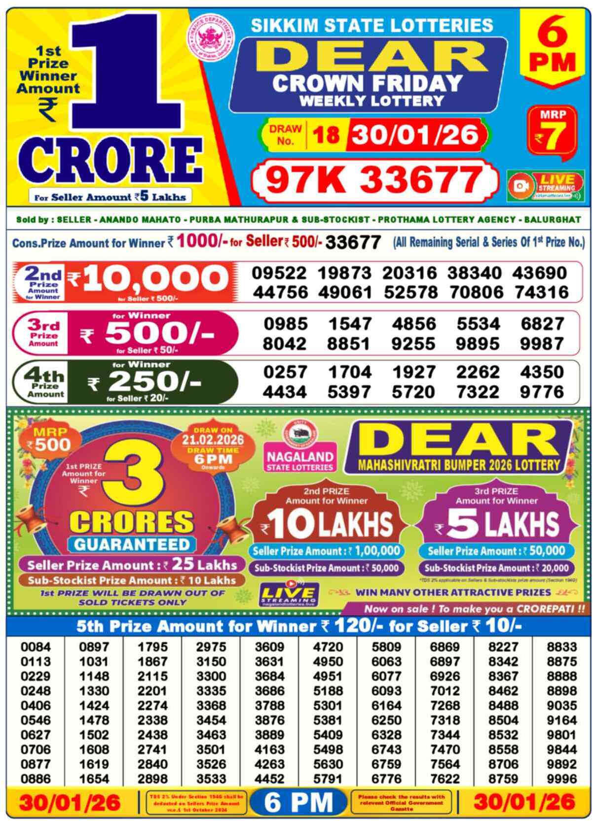 Lottery Result 6PM