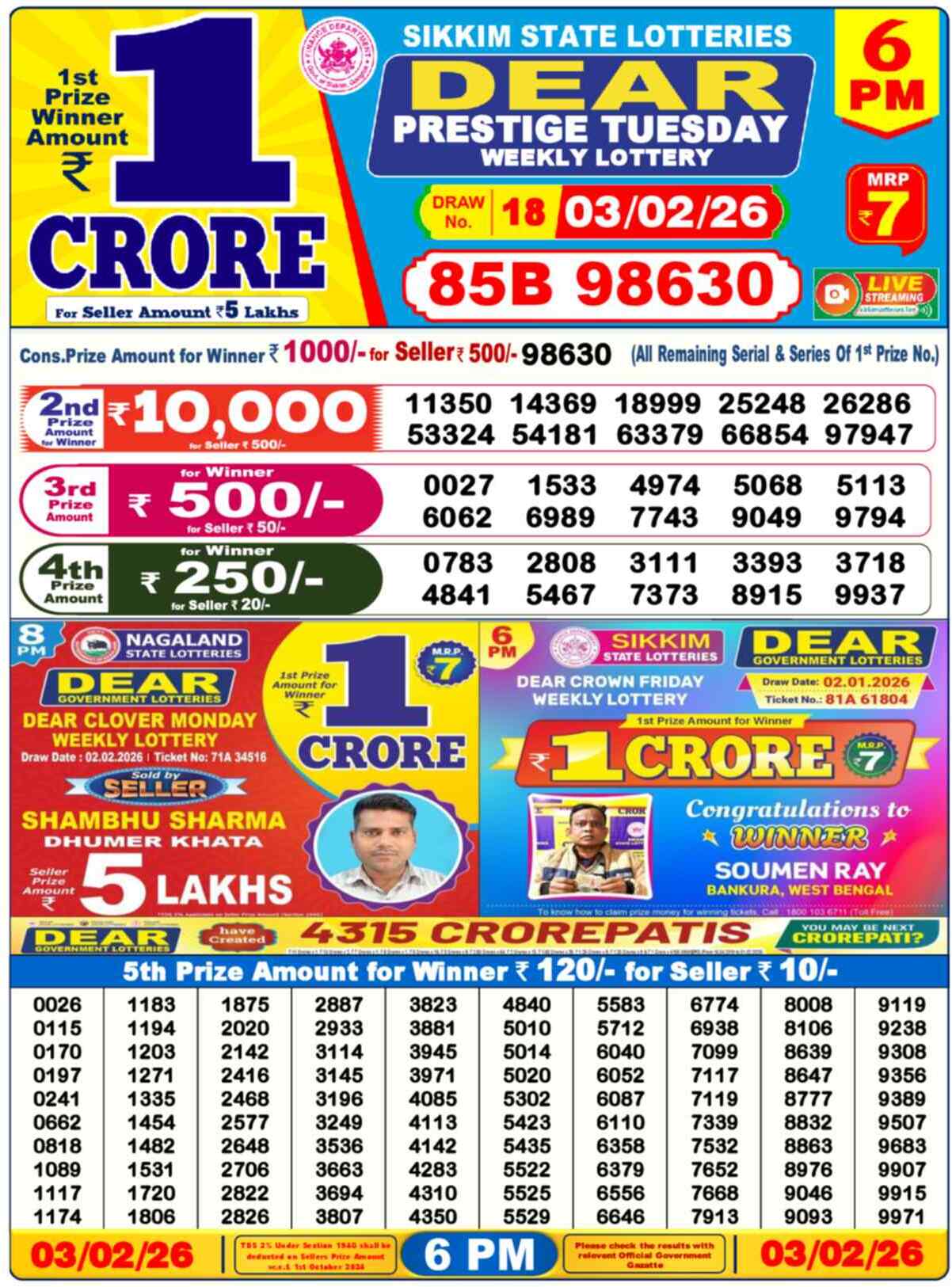 Lottery Result 6PM