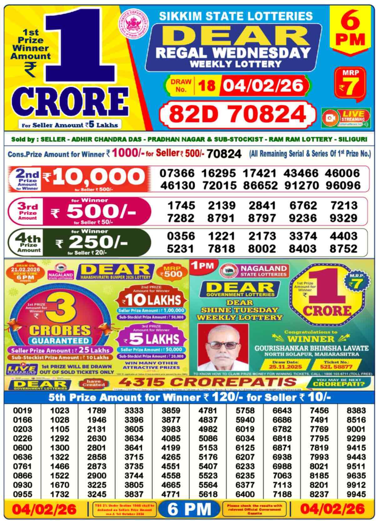 Lottery Result 6PM