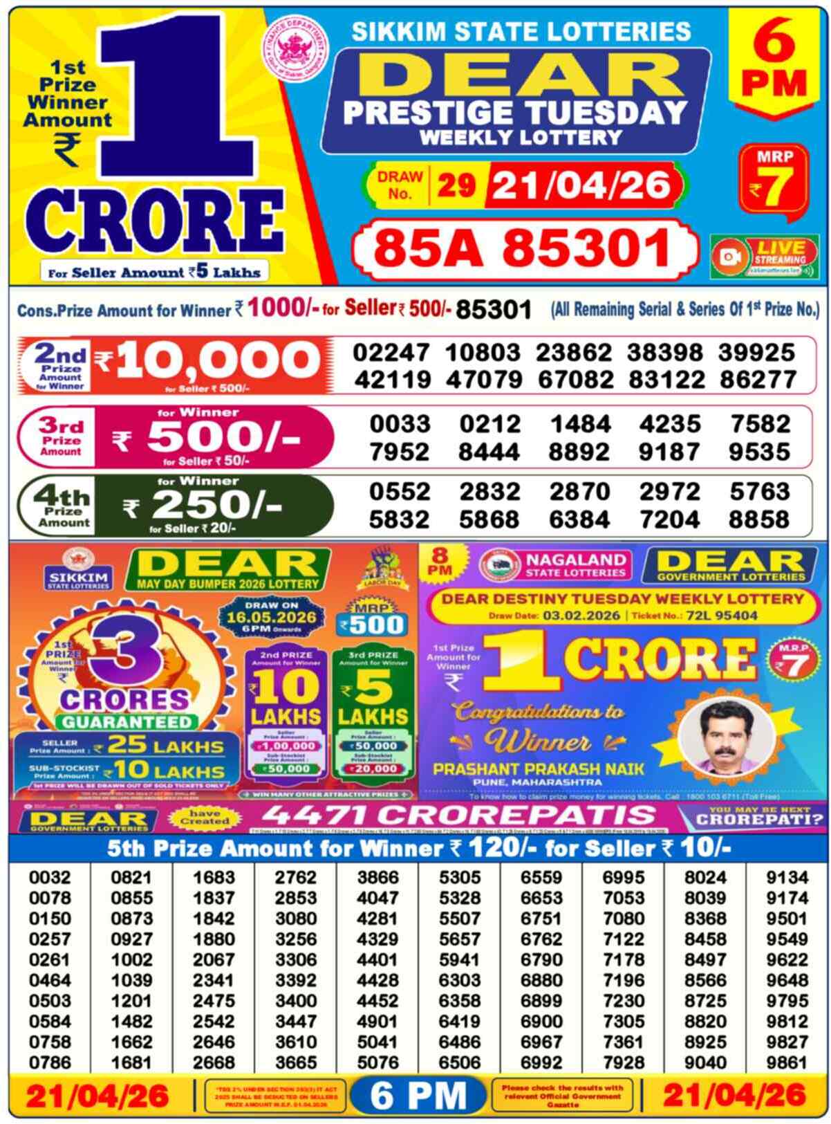 Lottery Result 6PM
