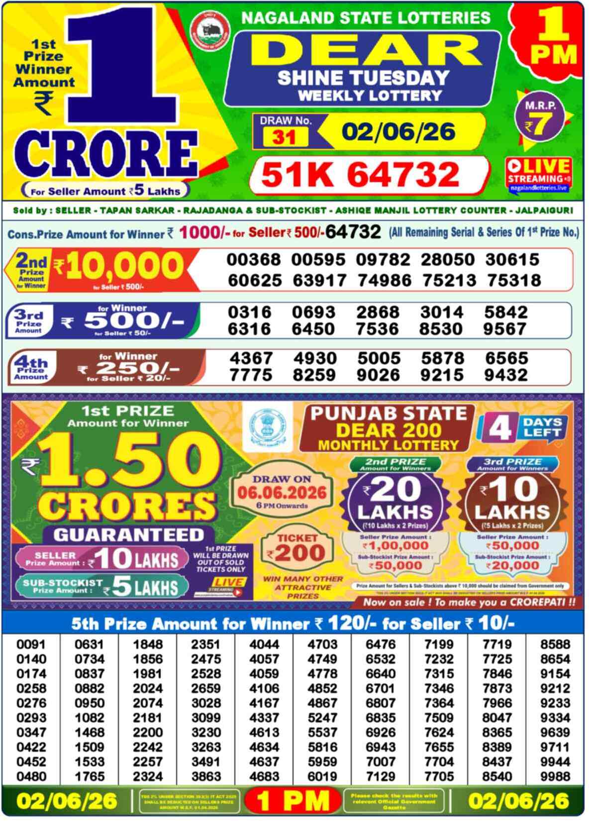 Lottery Result 1PM