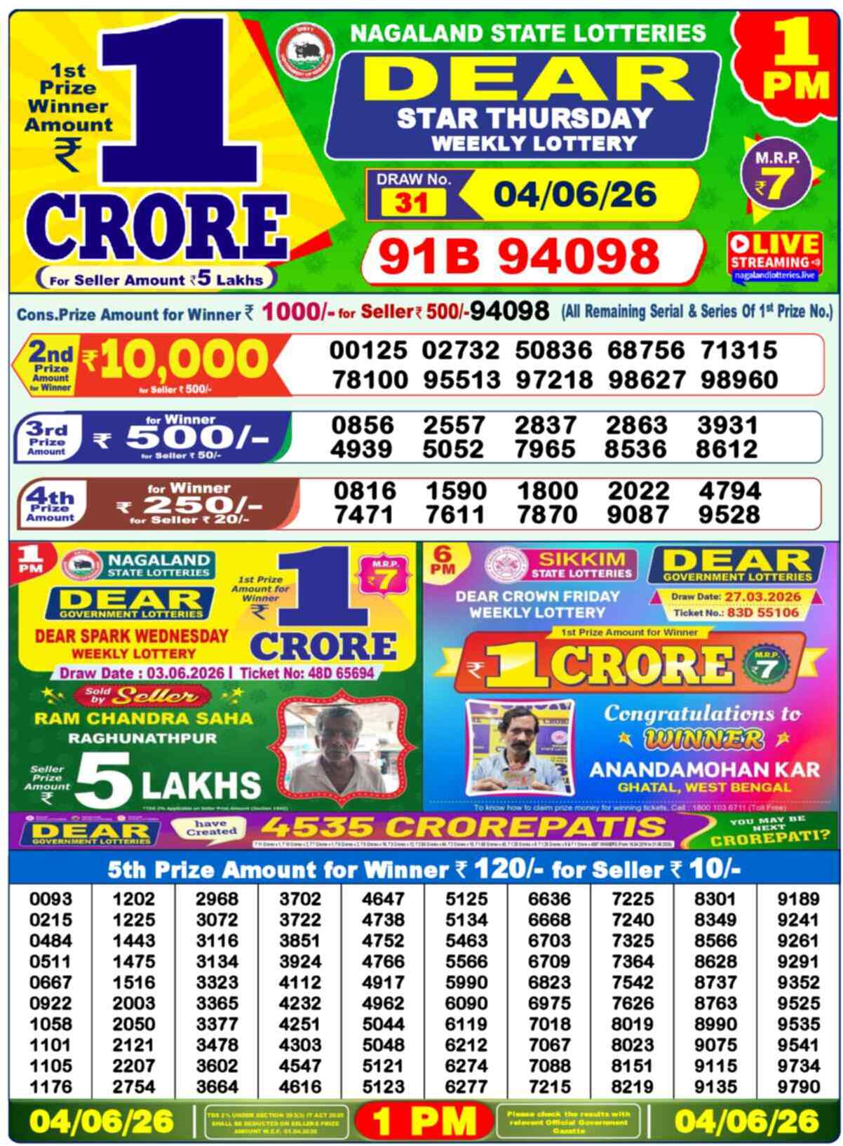 Lottery Result 1PM