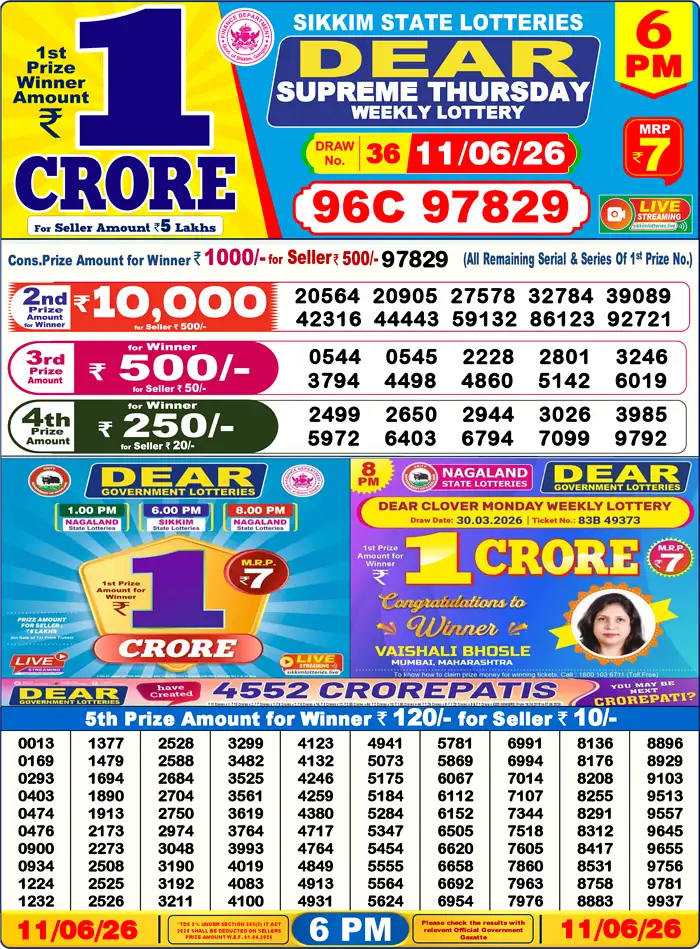 Lottery Result 6PM